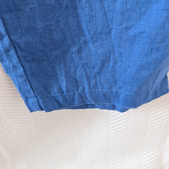 Mango MNG Blue Linen Cropped Pants Drawstring Waist Size Medium - Picture 7 of 9